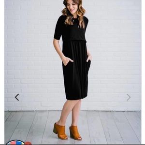 Undercover Mama black fringe nursing dress